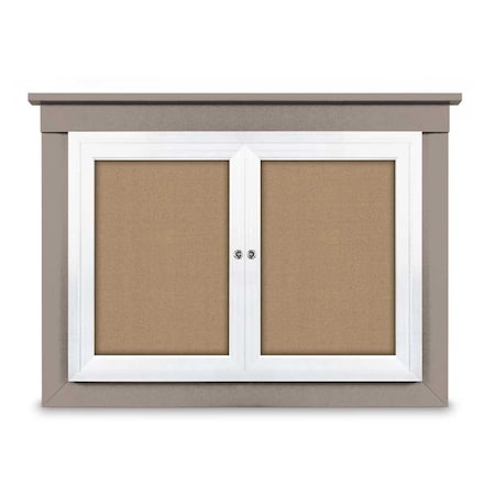 United Visual Products 36"x36" 1-Door Enclosed Letterboard, Grey Vinyl/Cherry UV2623O-CHERRY-GREYVL